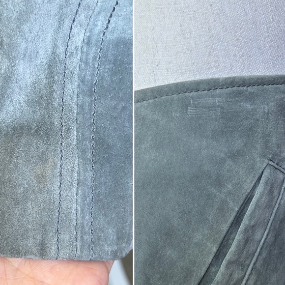 Blank NYC Gray Suede Leather Mini Skirt Pockets Lined Zipper Back london fog - Picture 10 of 10